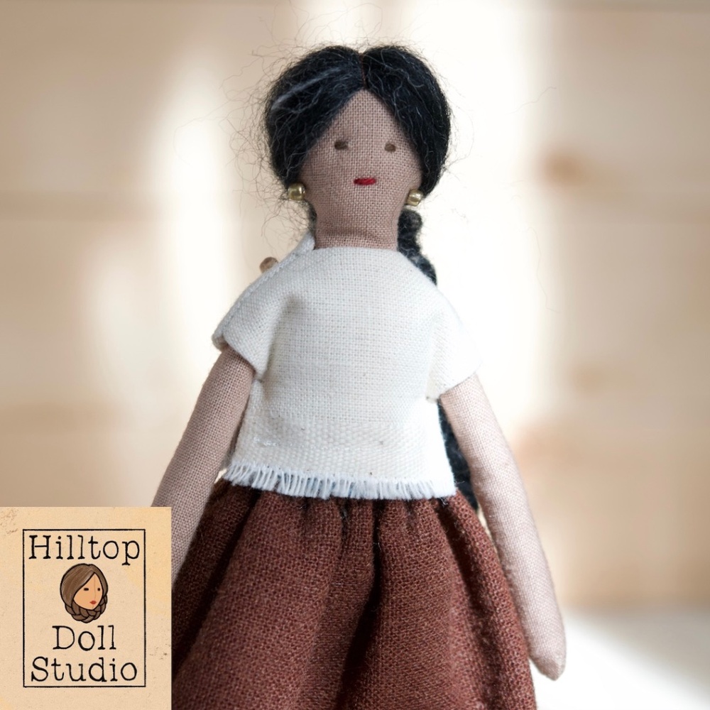 Mini Fabric Doll "Amy" Handcrafted Textile Cloth Heirloom Primitive Doll
